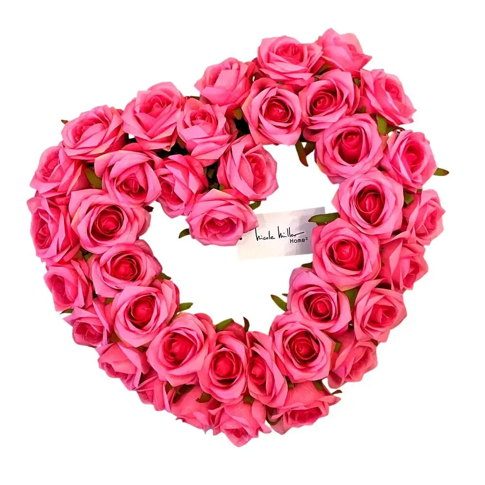 Nicole Miller Silk Rose Heart Wreath 16